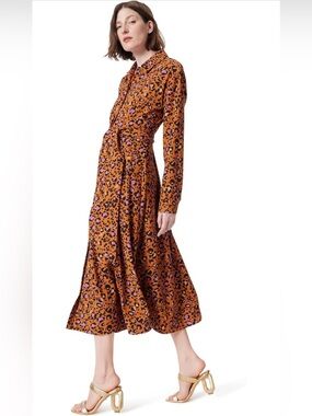 Dee Ocleppo Leopard Print Button Front Maxi Shirt Dress Medium NWT